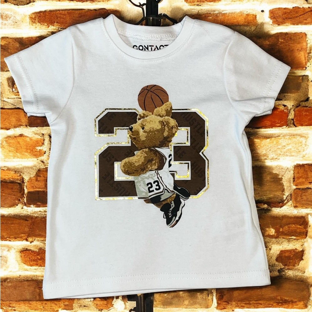 Kids White Graphic T-Shirt and Brown Shorts Set NWT